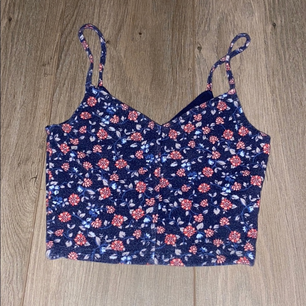 Hollister Navy Blue floral print crop top